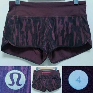 Lululemon Speed Short 4-Way Stretch Purple Black Pink Maroon XS 4 Size